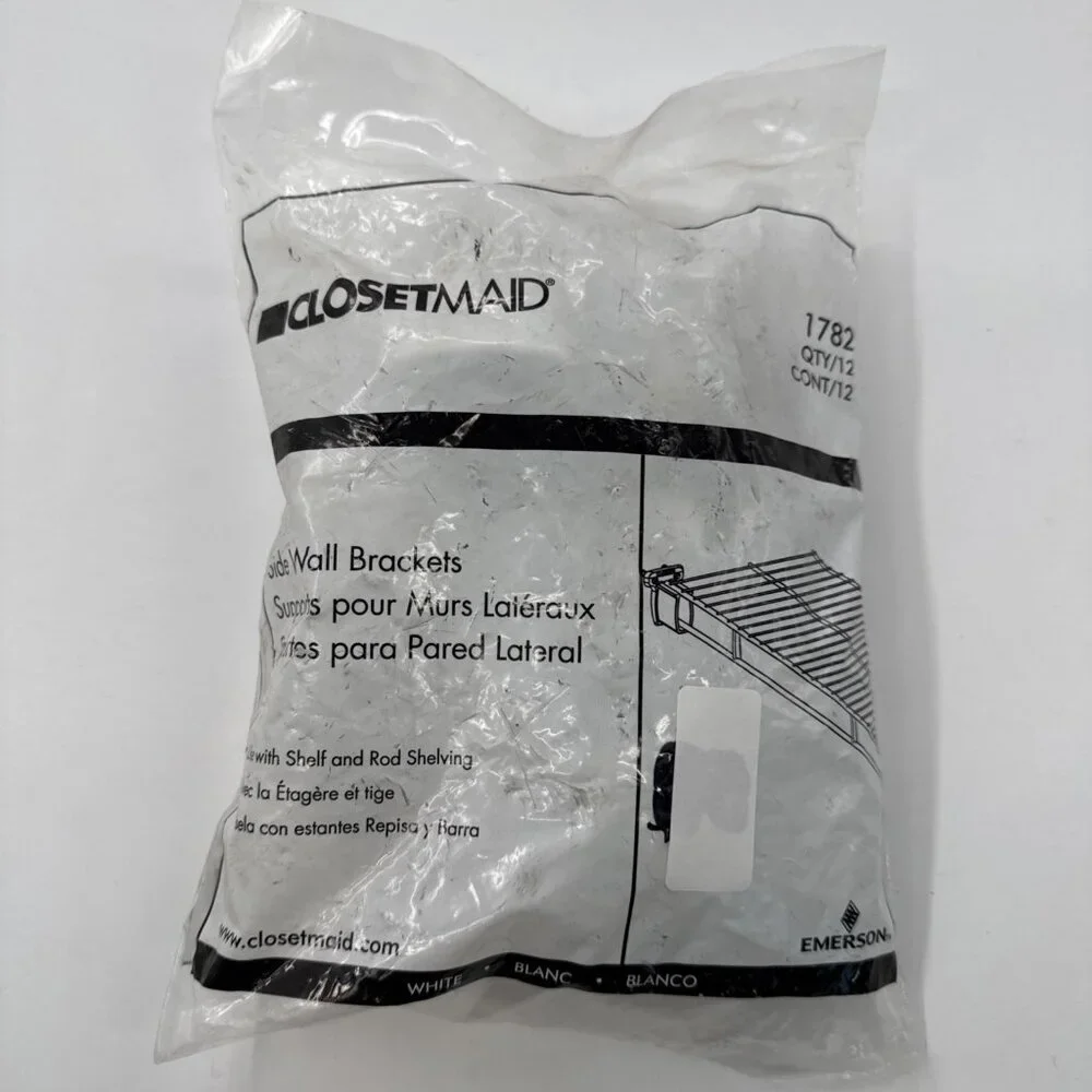 CLOSETMAID Side Wall Brackets 12 Pack 1782 With Mounting Hardware Drywall NEW